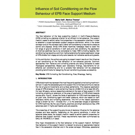Influence of Soil Conditioning on the Flow Behaviour of EPB Face Support Medium