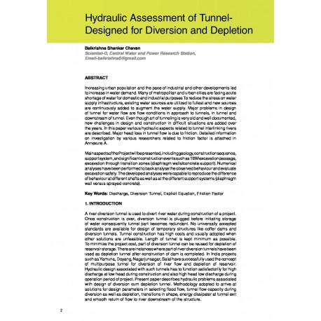 Hydraulic Assessment of Tunnel- Designed for Diversion and Depletion 