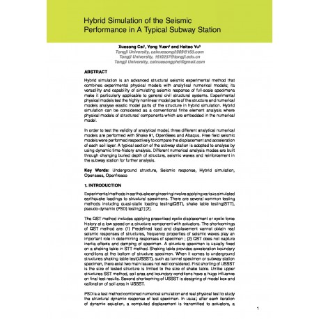 Hybrid Simulation of the Seismic Performance in A Typical Subway Station