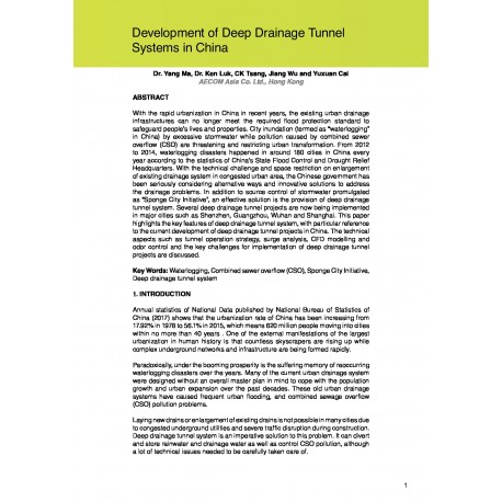 Development of Deep Drainage Tunnel Systems in China