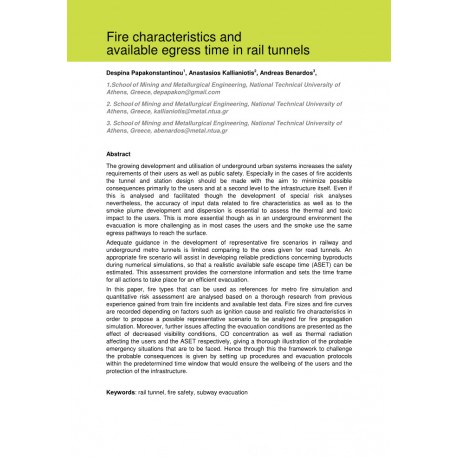 Fire characteristics and available egress time in rail tunnels 