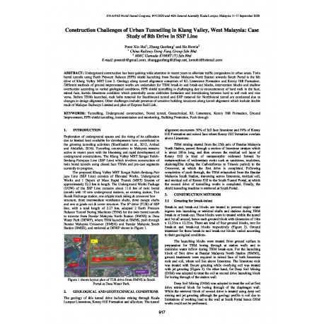 Construction Challenges of Urban Tunnelling in Klang Valley, West Malaysia: Case Study of 8th Drive in SSP Line