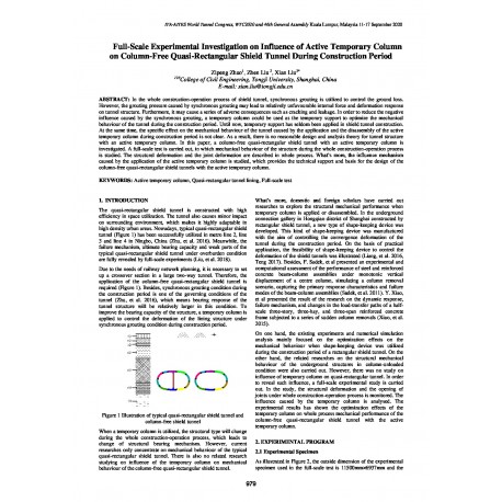 Full-Scale Experimental Investigation on Influence of Active Temporary Column on Column-Free QuasiRectangular Shield Tunnel during Construction Period