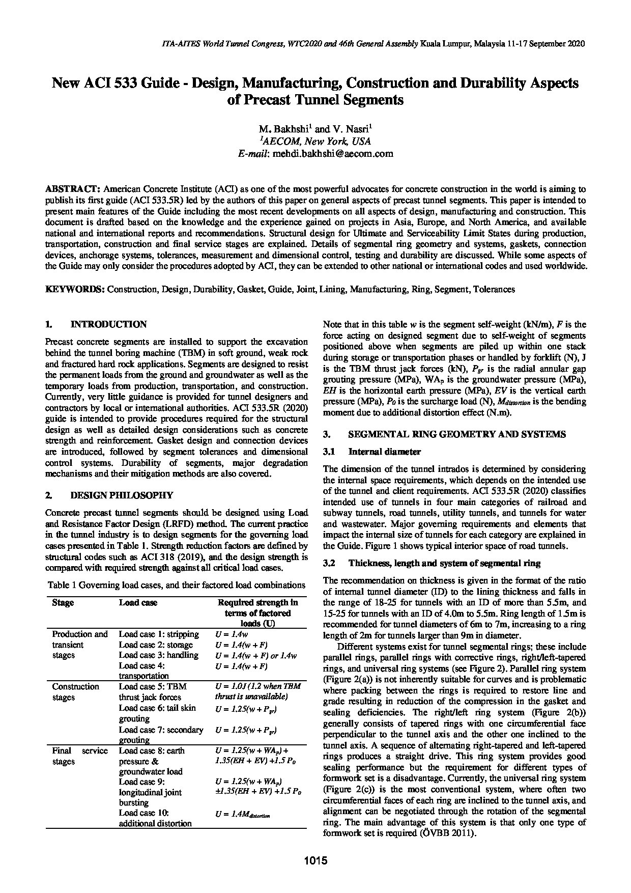 New ACI 533 Guide - Design, Manufacturing, Construction and Durability  Aspects of Precast Tunnel Segments - ITA Library