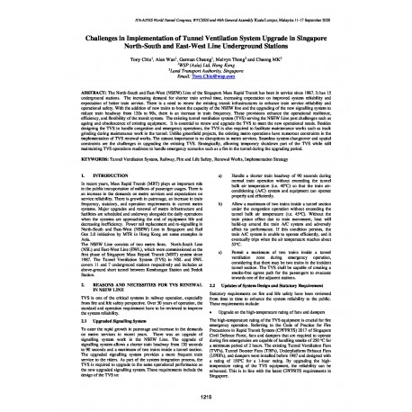 Challenges in Implementation of Tunnel Ventilation System Upgrade in Singapore North-South and East-West Line Underground Stations