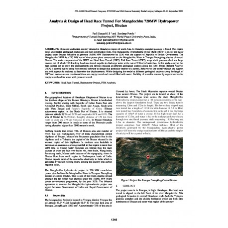 Analysis and Design of Head Race Tunnel for Mangdechhu 720MW Hydropower Project, Bhutan