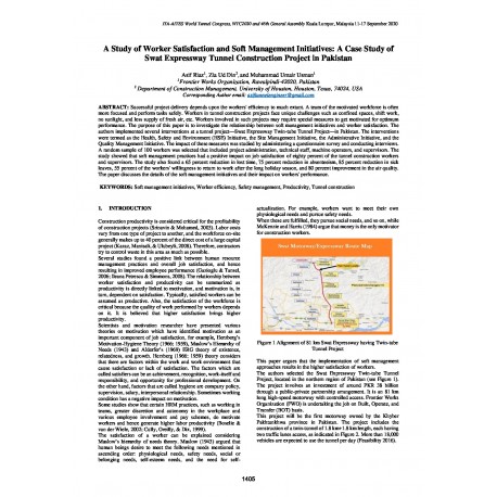 A Study of Worker Satisfaction and Soft Management Initiatives: A Case Study of Swat Expressway Tunnel Construction Project in Pakistan