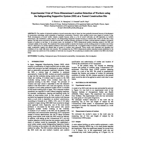 Experimental Trial of Three-Dimensional Location Detection of Workers Using the Safeguarding Supportive System (SSS) at a Tunnel Construction Site