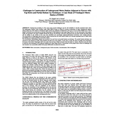 Challenges in Construction of Underground Metro Station Adjacent to Flyover with Top down and Partial Bottom up Technique: A Case Study of Vinobapuri Metro Station of DMRC