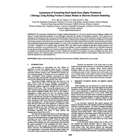 Assessment of Tunnelling Rock Spoils from Highly Weathered Lithology Using Rolling Friction Contact Models in Discrete Element Modelling