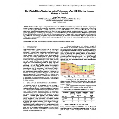 The Effect of Rock Weathering on the Performance of an EPB TBM in a Complex Geology in Istanbul
