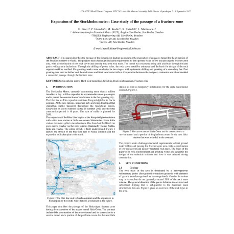 Expansion of the Stockholm metro Case study of the passage of a fracture zone