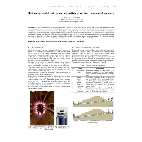 Heat management of underground high -voltage power lines - a sustainable approach