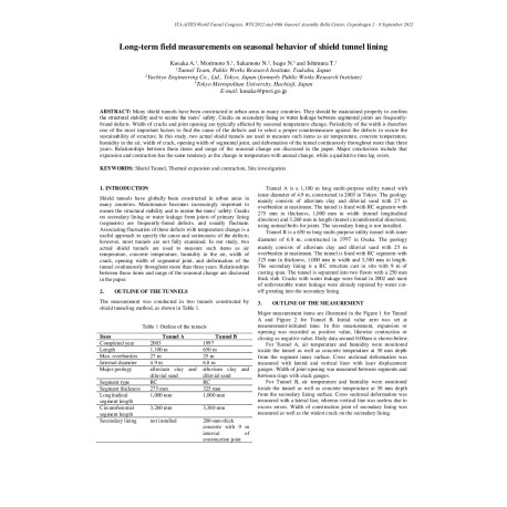 Long -term field measurements on seasonal behavior of shield tunnel lining