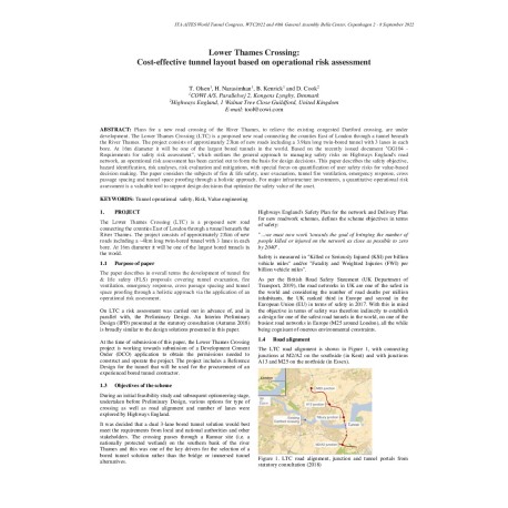 Lower Thames Crossing – Cost-effective Tunnel Layout Based on Operational Risk Assessment