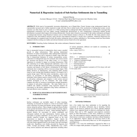 Numerical and Regression Analysis of Sub -Surface Settlements due to Tunnelling