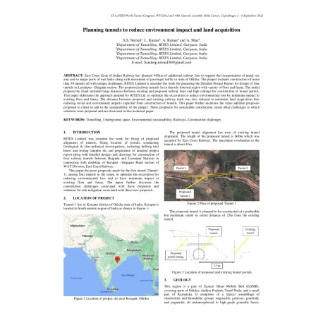 Planning tunnels to reduce environment impact and land acquisition