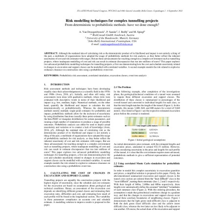 Risk mode lling techniques for complex tunnelling projects