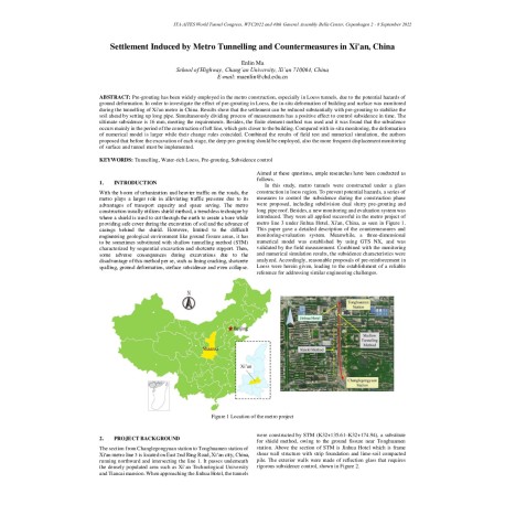 Settlement Induced by Metro Tunnelling and Countermeasures in Xi'an, China