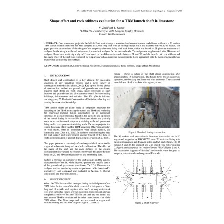 Shape effect and rock stiffness evaluation for a TBM launch shaft in limestone