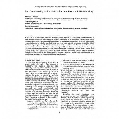 Soil Conditioning with Artificial Soil and Foam in EPB-Tunneling