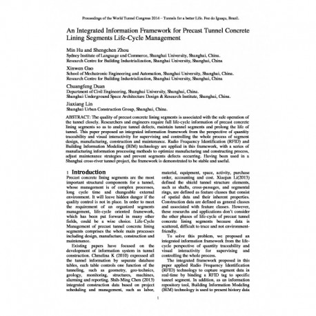 An Integrated Information Framework for Precast Tunnel Concrete Lining Segments Life-Cycle Management