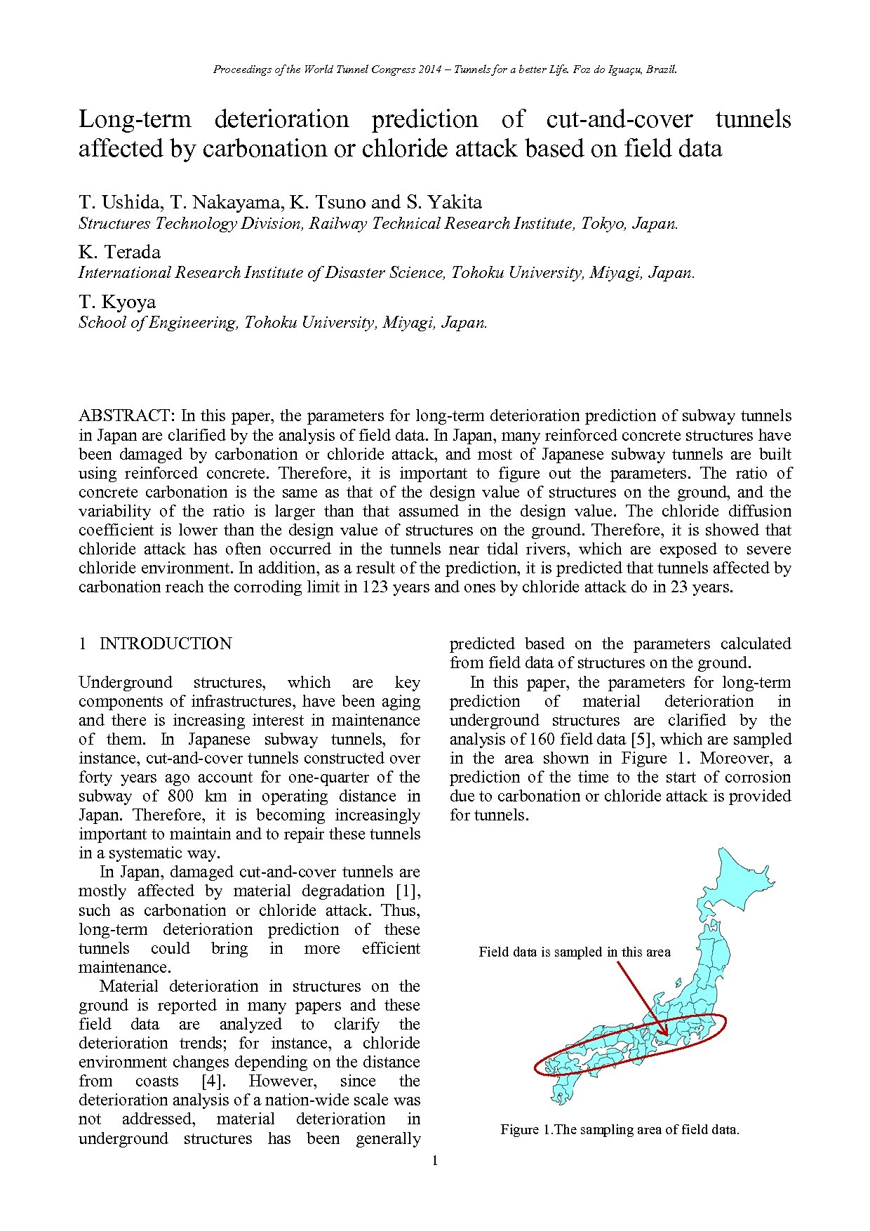 Long term deterioration prediction of cut and cover tunnels