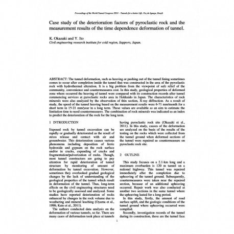 Case study of the deterioration factors of pyroclastic rock and the measurement results of the time dependence deformation of tunnel