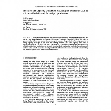 Index for the Capacity Utilization of Linings in Tunnels (CULT-I) - A quantified risk tool for design optimization