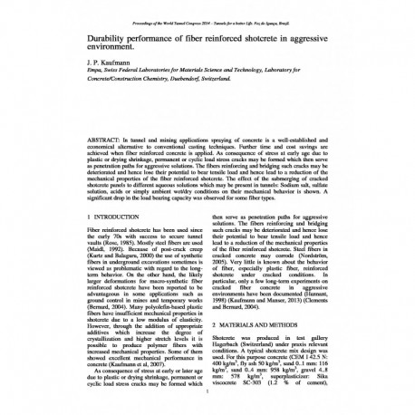 Durability performance of fiber reinforced shotcrete in aggressive environment