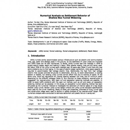 Numerical Analysis on Settlement Behavior of Shallow Box Tunnel Widening