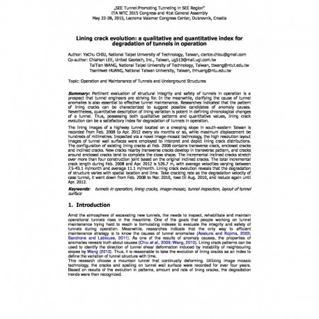 Lining crack evolution: a qualitative and quantitative index for   degradation of tunnels in operation