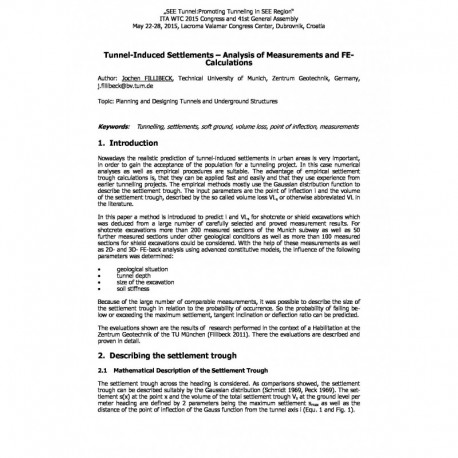 Tunnel-Induced Settlements – Analysis of Measurements and FE Calculations