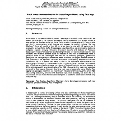 Rock mass characterization for Copenhagen Metro using face logs