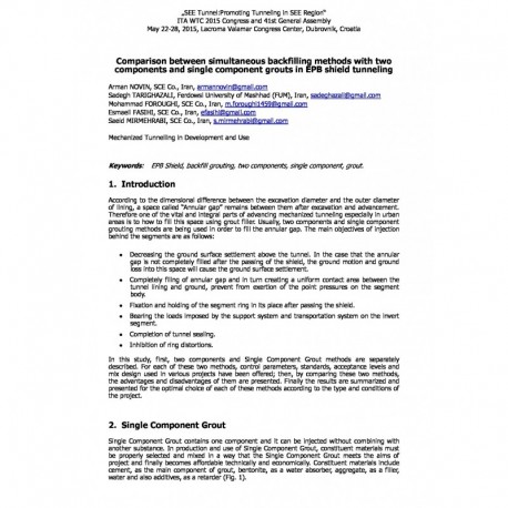 Comparison between simultaneous backfilling methods with two  components and single component grouts in EPB shield tunneling