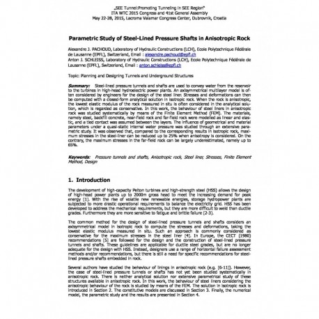 Parametric Study of Steel-Lined Pressure Shafts in Anisotropic Rock