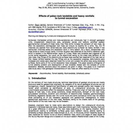 Effects of paleo-rock landslide and heavy rainfalls   to tunnel excavation