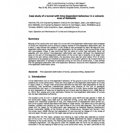 Case study of a tunnel with time-dependent behaviour in a volcanic area of Hokkaido