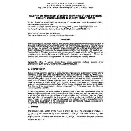 Study on the Mechanism of Seismic Technology of Deep Soft Rock  Circular Tunnels Subjected to Incident Plane P Waves