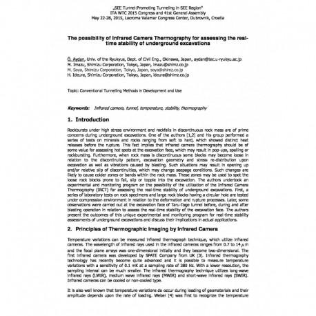 The possibility of Infrared Camera Thermography for assessing the real time stability of underground excavations