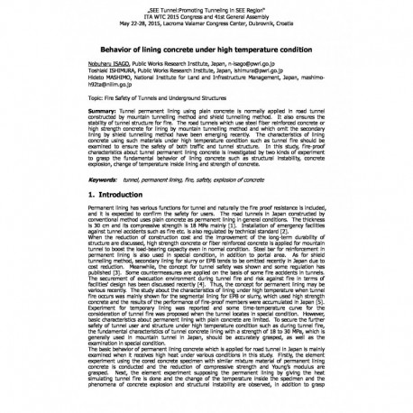 Behavior of lining concrete under high temperature condition