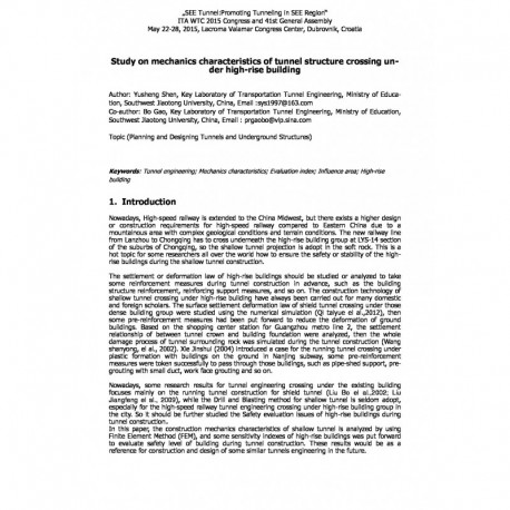 Study on mechanics characteristics of tunnel structure crossing under high-rise building