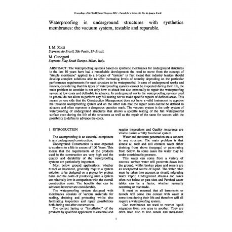 Waterproofing in underground structures with synthetics membranes: the vacuum system, testable and reparable