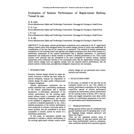 Evaluation of Seismic Performance of Rapid-transit Railway Tunnel in use