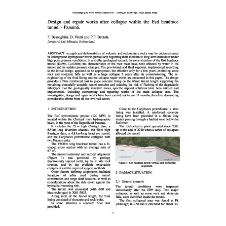 Design and repair works after collapse within the Estí headrace tunnel – Panamá