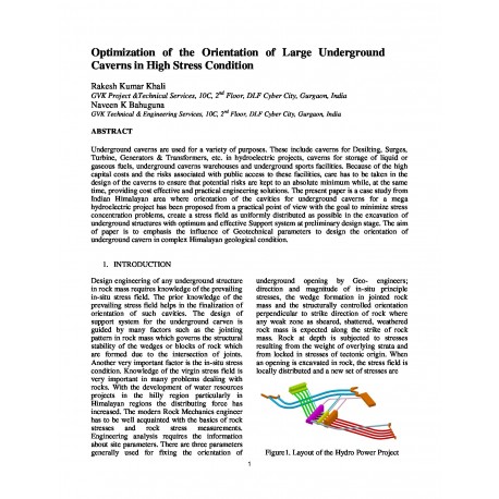 Optimization of the Orientation of Large Underground Caverns in High Stress Condition