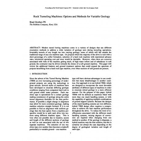 Rock Tunneling Machines: Options and Methods for Variable Geology