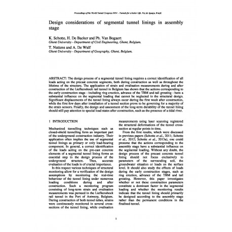 Design considerations of segmental tunnel linings in assembly stage